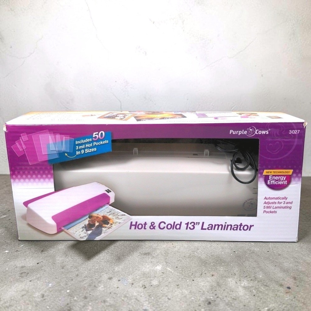 Purple Cows 3027 Hot & Cold 13" Laminator Scrapbooking Photo 2011 White/Purple
